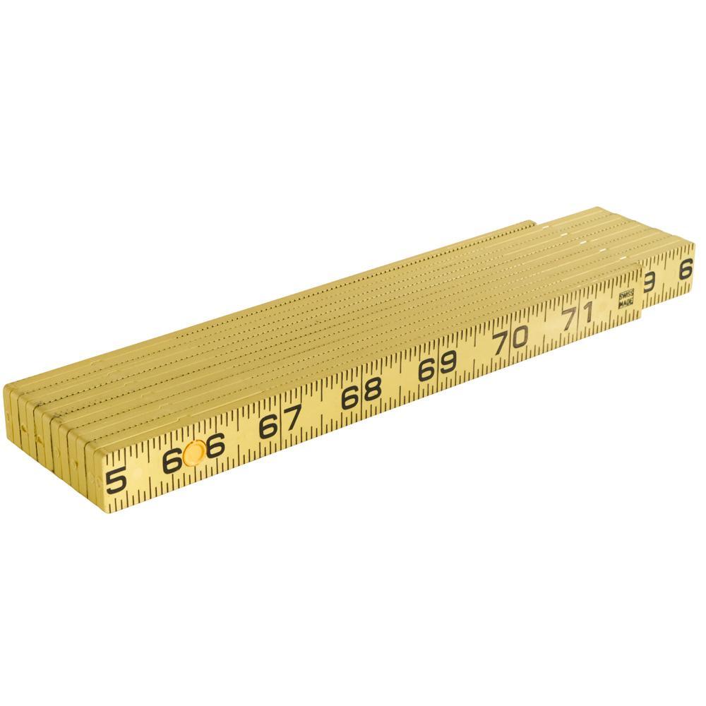 Klein® 910-6 Inside Reading Folding Rule, Graduations 1/16 in, 6 ft L, Fiberglass, Black/Yellow