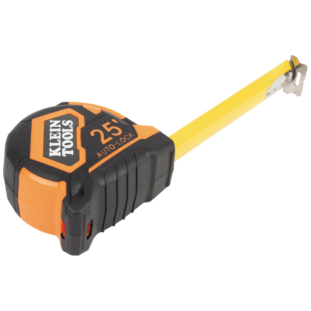 Klein® 9125AL Non-Magnetic Tape Measure, 25 ft L, Steel Blade, 1/16 in Graduation