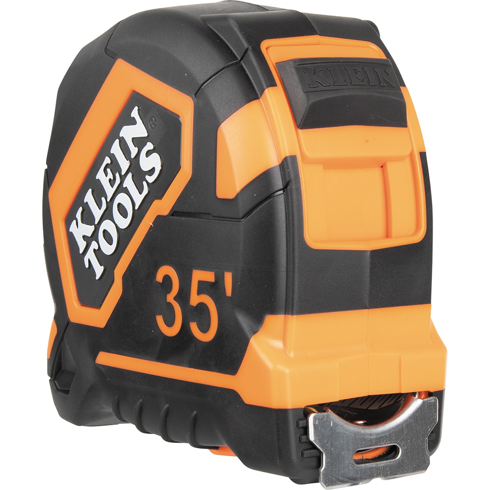 Klein® 9135 Single-Hook Tape Measure, 35 ft L Blade x 1.25 in W Blade, Steel Blade, Graduations 1/16 in