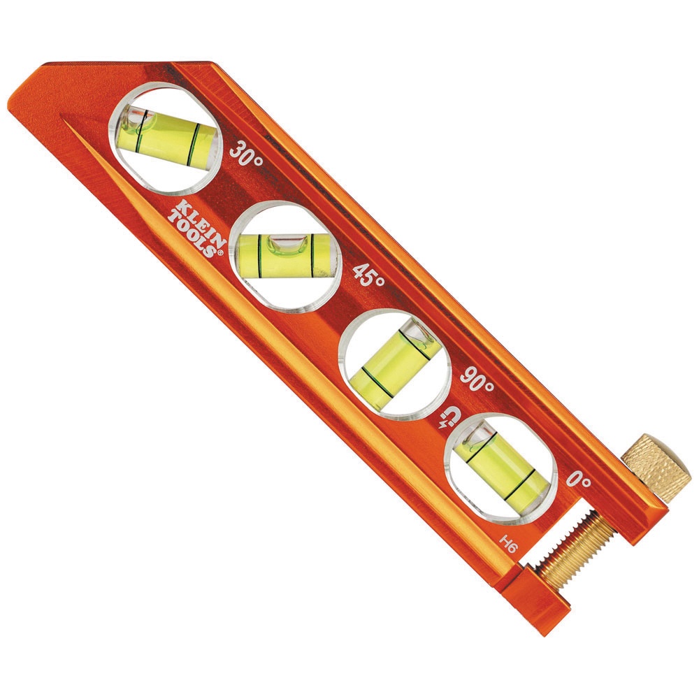 Klein® ACCU-BEND™ 935AB4V Conduit Level, 6-1/4 in L x 1.476 in W, 0/30/45/90 deg Vial Position, Aluminum