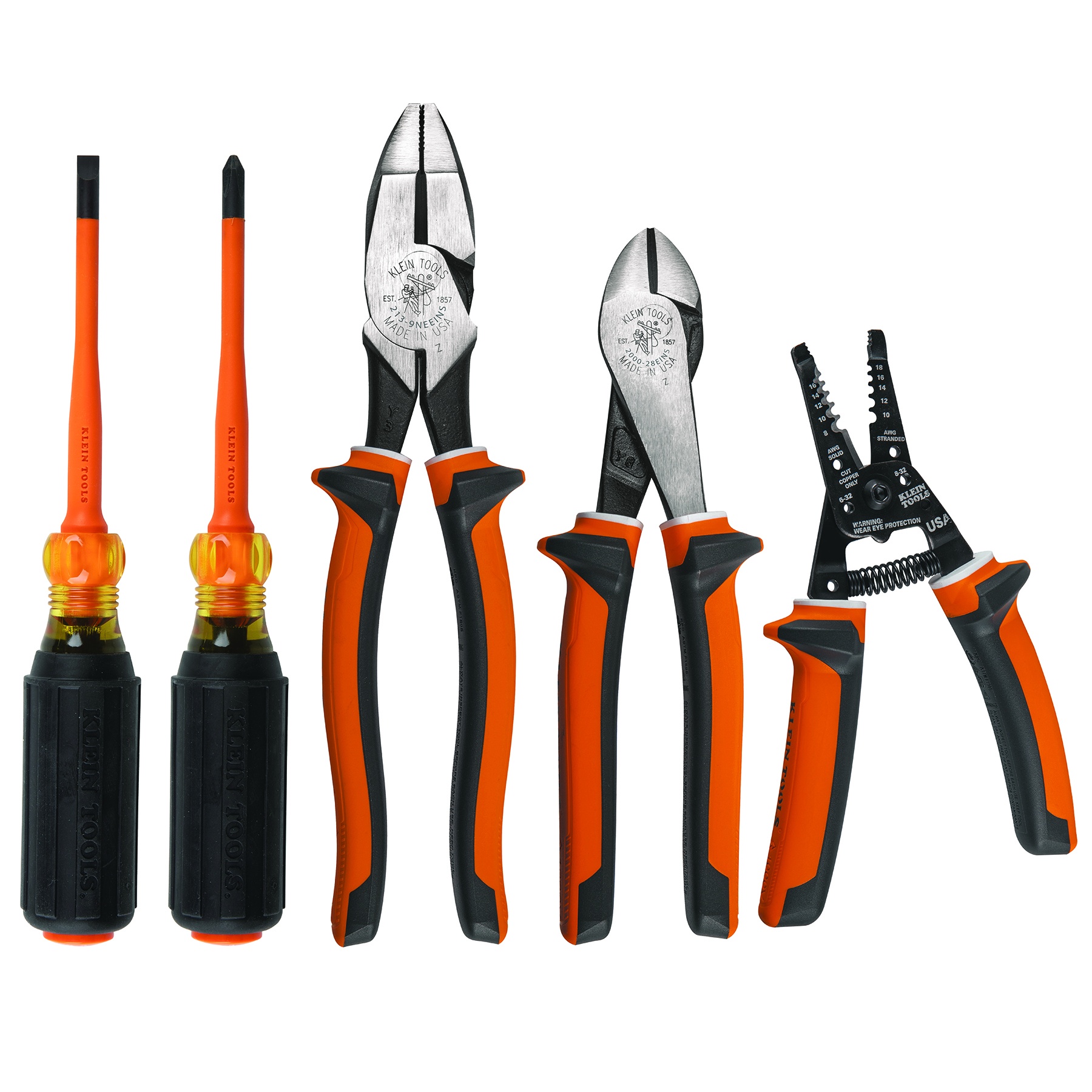Klein® 94130 Insulated Tool Kit, 1000 V, 5 Pieces, Steel/Plastic, IEC 60900: 2012/ASTM F1505-10/VDE Certified