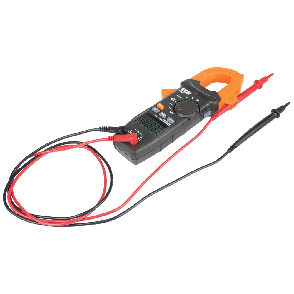 Klein® CL120KIT Clamp Meter Electrical Test Kit, 600 V AC/DC, 1.61 in Jaw, Reverse Contrast LCD Display