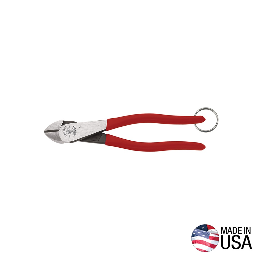 Klein® D228-8TT Cutting Plier, 1 in Nominal, 1 in L x 1-1/4 in W x 1 in THK Steel, 8 in OAL, Flush Cut