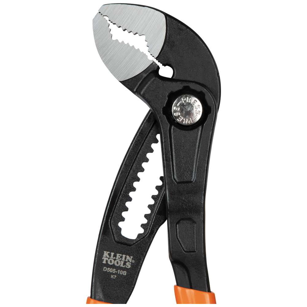 Klein® D50510B Quick Adjust Pump Pliers, 1.25 in L x 0.33 in W Induction Hardened Steel Jaw, 9.64 in OAL