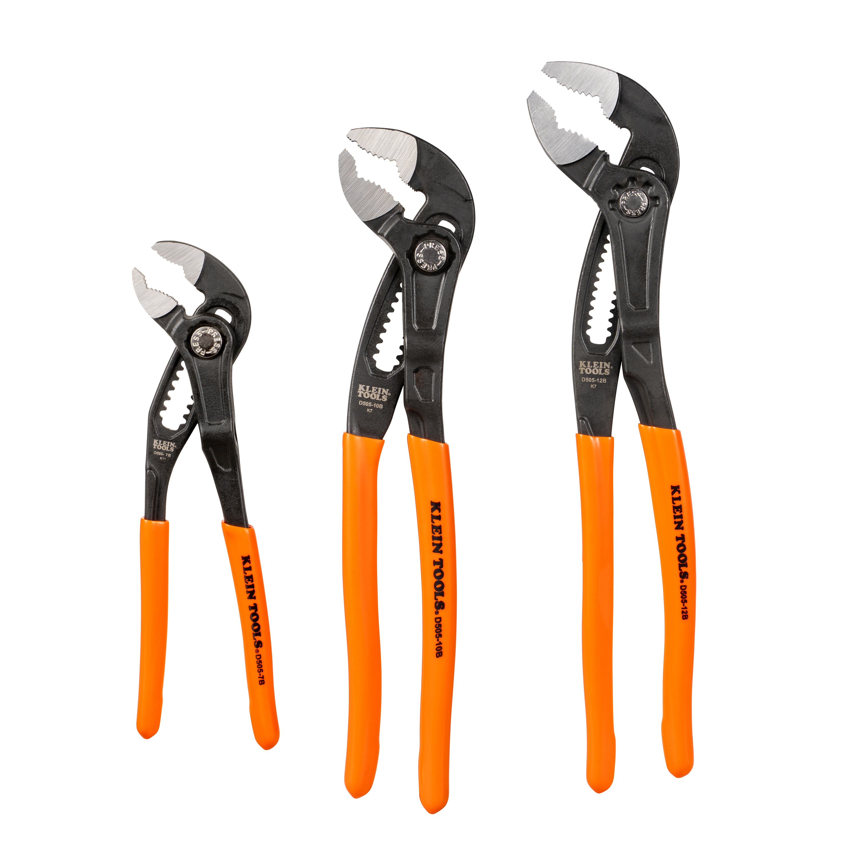 Klein® D5053BKIT Pump Pliers Set, 3 Pieces, 7.22, 11.91 in OAL