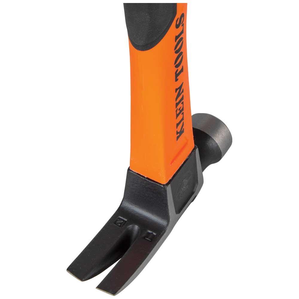 Klein® H80816 Straight Claw Hammer, 12.8 in OAL, Striking Face, Smooth Face Surface, 16 oz Head Forged Steel Head, Straight Claw, Fiberglass Handle