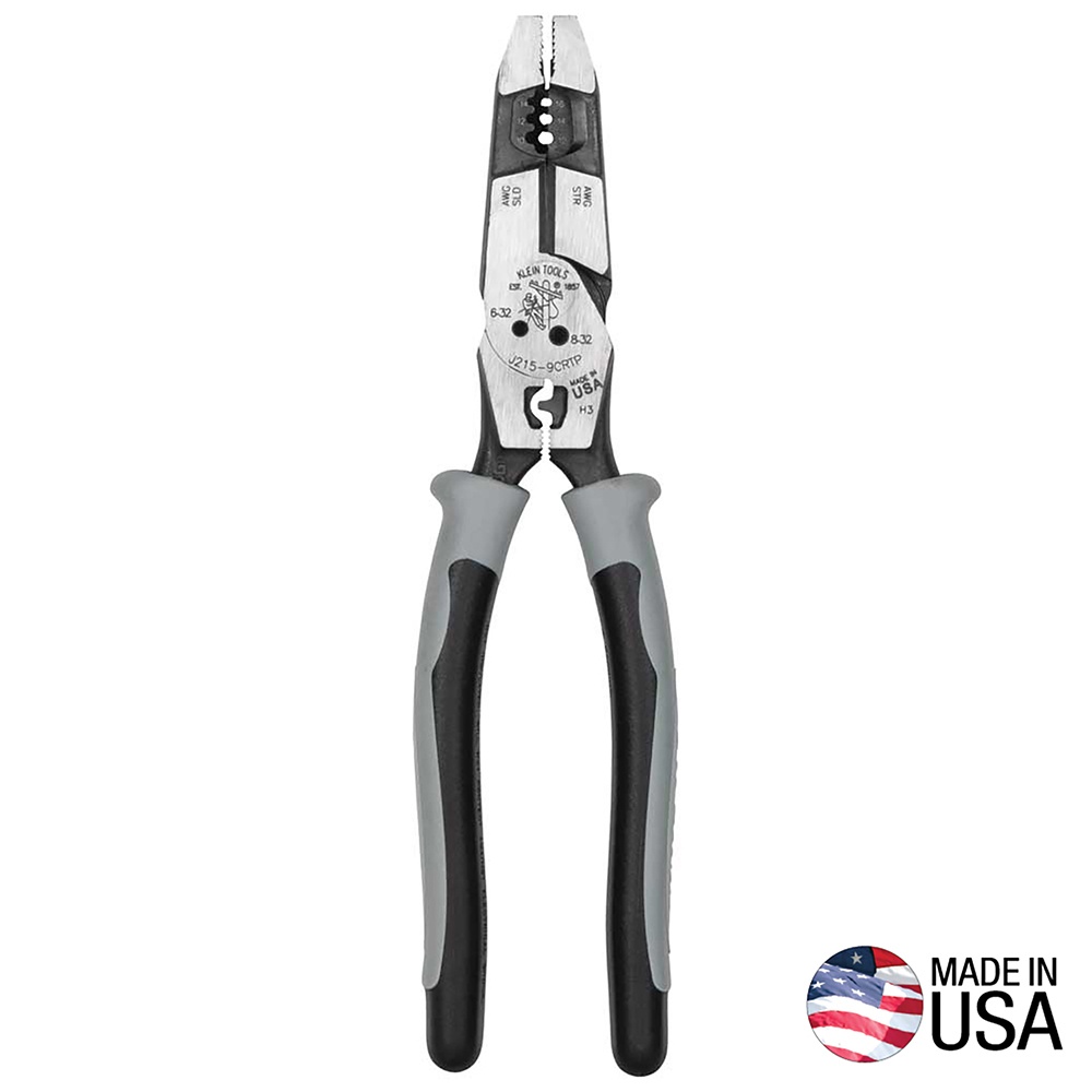 Klein® J2159CRTP Hybrid Plier, 1.154 in W x 2.04 in L x 0.6 in T Jaw, Wide Jaw Surface, 8.981 in OAL