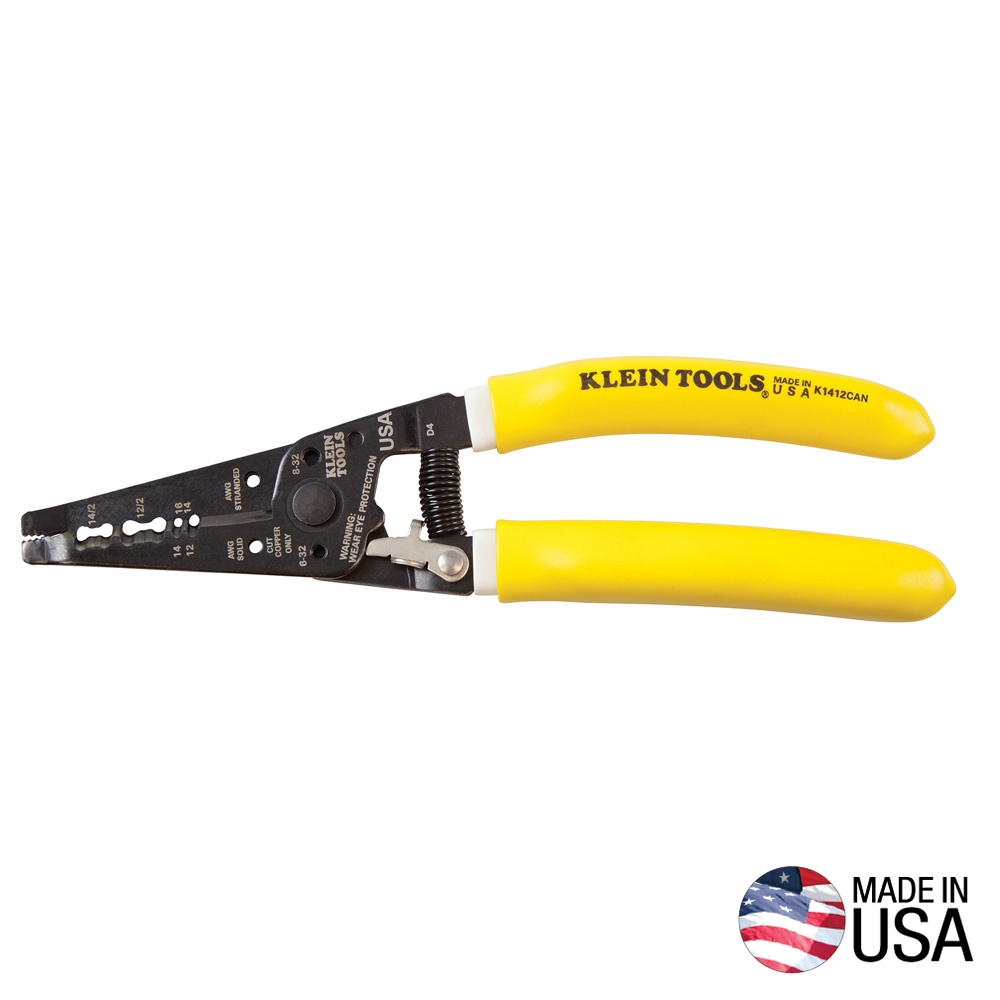 Klein® Klein-Kurve® K1412CAN Wire Stripper, 14 to 12 AWG NMD-90 Romex®/Solid/Stranded Cable, 7-3/4 in OAL, 32 to 6 AWG Shearing