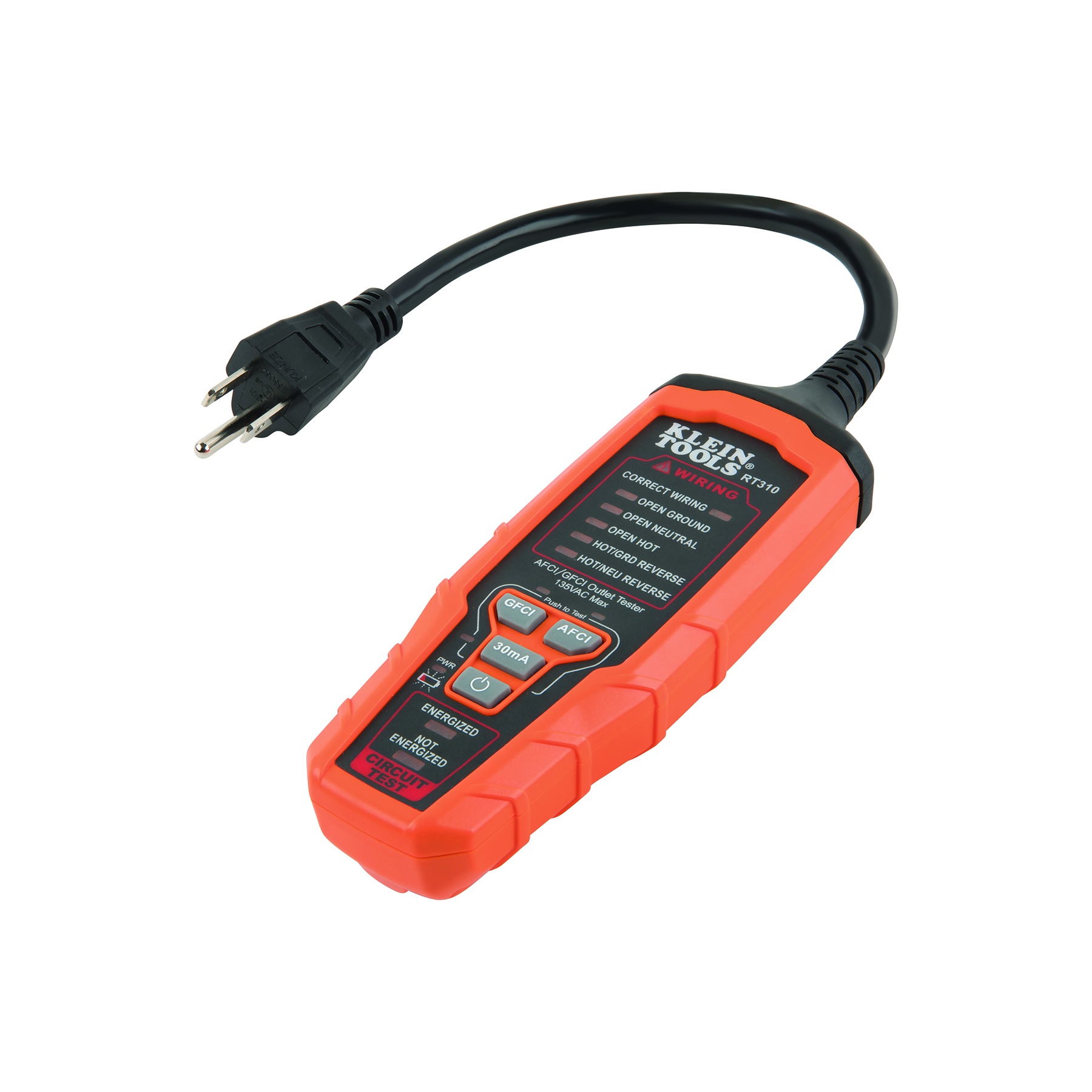 Klein® RT310 AFCI/GFCI Outlet Tester, 120 V AC, CAT III 135V