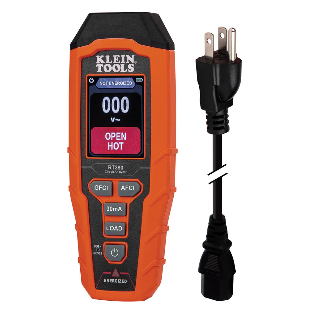 Klein® RT390 Circuit Analyzer, 135 V AC, CAT III 135V, 12, 15, 20 A Load, 50/60 Hz