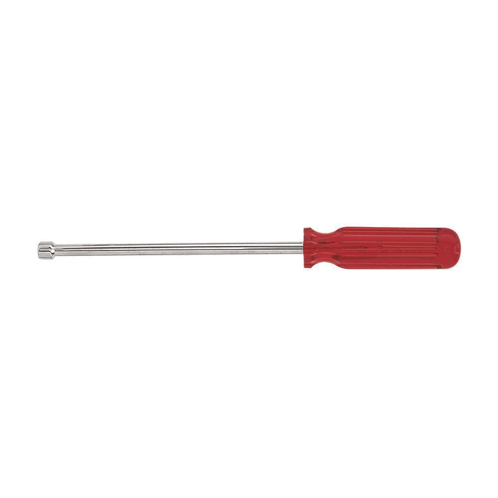 Klein® S86 Individual Nutdriver, 1/4 in, Hollow/Round Shank, Red Smooth Grip Handle, ANSI/ASME Specified, Polished Chrome