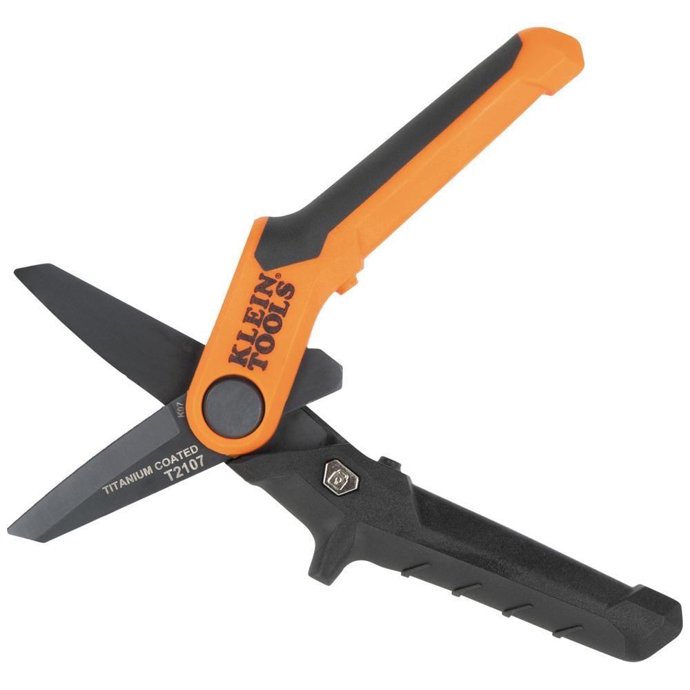 Klein® T2107 Shears, 2 in L of Cut, 7.5 in OAL, Serrated Edge, Stainless Steel Blade, Plastic Handle, Ambidextrous Hand