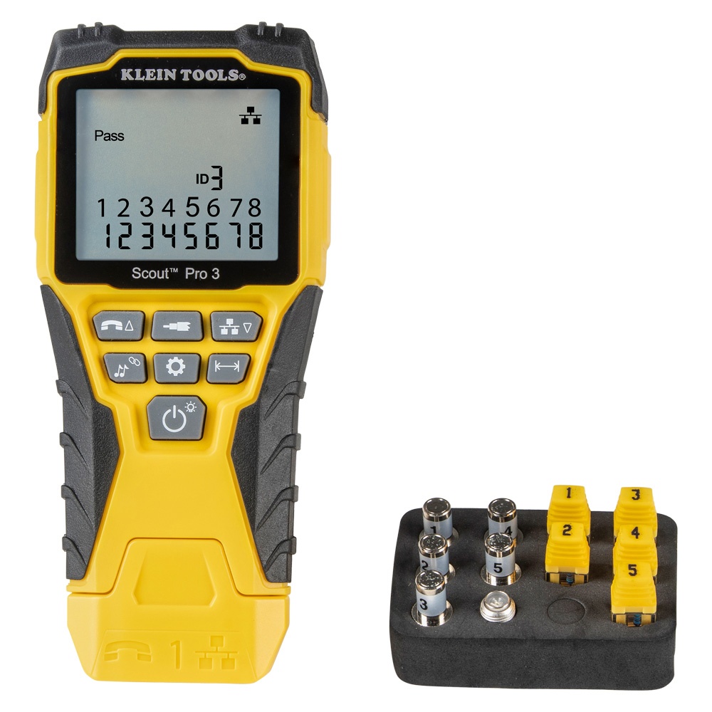 Klein® Scout® Pro 3 VDV501-851 Cable Tester Kit, 2000 ft L Wire, Backlit LCD Display