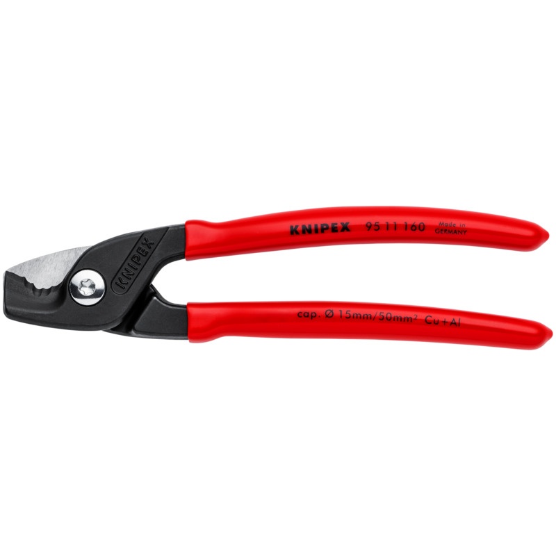 Knipex® StepCut 95 11 160 SBA 95 11 Cable Shear, 50 sq-mm, 1 AWG Cable/Wire, 160 mm OAL, Shear Cut