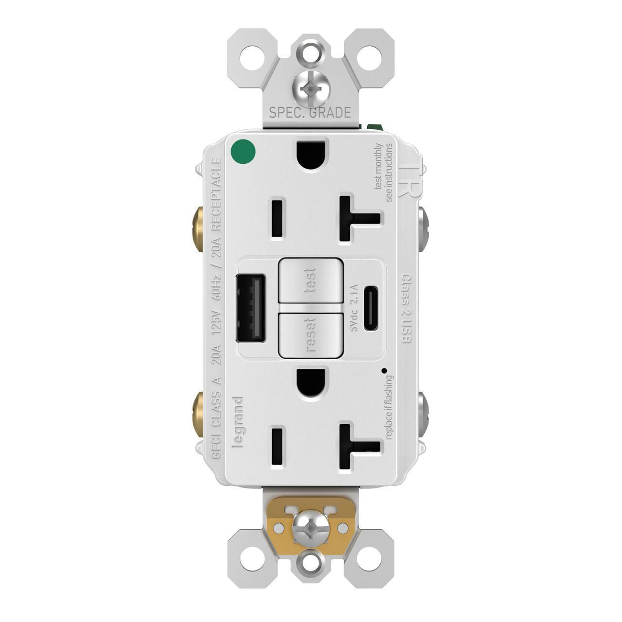Pass & Seymour® 2097HGTRUSBACW GFCI Receptacles