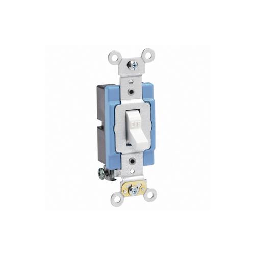 Leviton® 1201-2W Self-Grounding AC Quiet Toggle Switch, 120/277 V AC, 15 A, 1/2, 2 hp Power Rating
