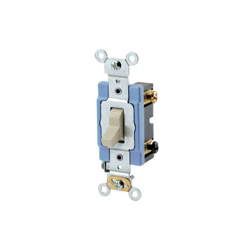 Leviton® 1203-2I 3-Way Self-Grounding AC Quiet Toggle Switch, 120/277 V AC, 15 A, 1/2, 2 hp Power Rating