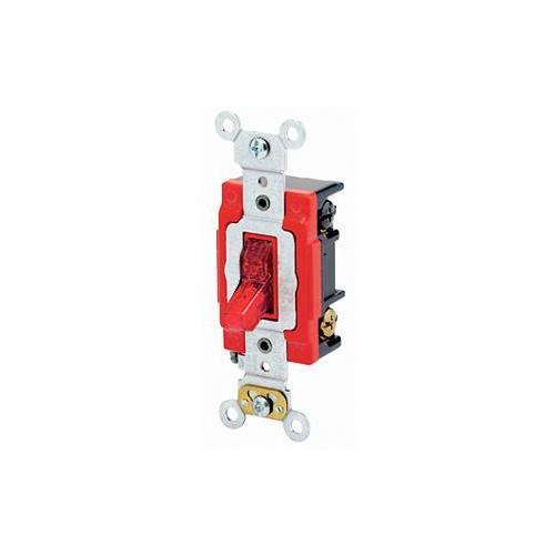 Leviton® 1223-7PR 3-Way Illuminated ON Self-Grounding Toggle Switch, 277 V AC, 20 A, 1 hp Power Rating