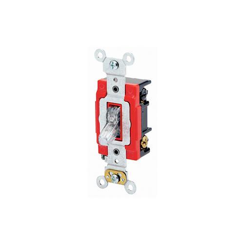 Leviton® 1223-PLC 3-Way Illuminated ON Self-Grounding Toggle Switch, 120 V AC, 20 A, 1 hp Power Rating