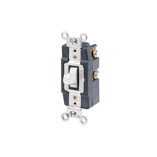 Leviton® 1281-W Grounding Toggle Switch, 120/277 V AC, 15 A, 1/2, 2 hp Power Rating, SPDT Contact
