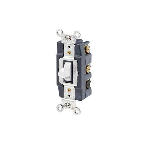 Leviton® 1286-W Extra Heavy Duty Toggle Switch, 120/277 V AC, 20 A, 800 W, 1000 VA Power Rating, SPDT Contact