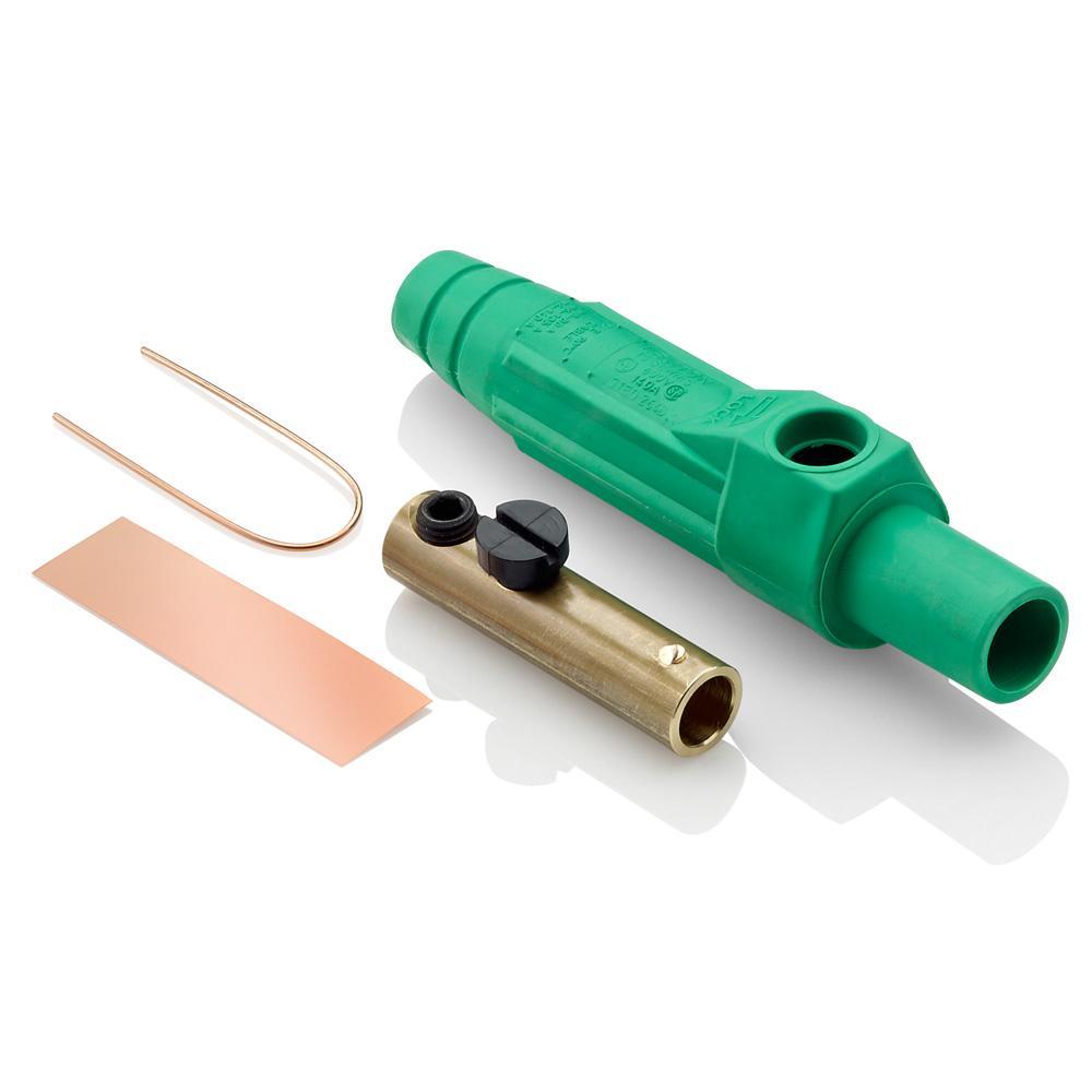 Leviton® 15D22-UG 1-Pole Cam Type Taper Nose Detachable Female Plug, 12 to 24 V AC/DC, 150 A, 8 to 2 AWG Wire, Single Setscrew, NEMA 3R