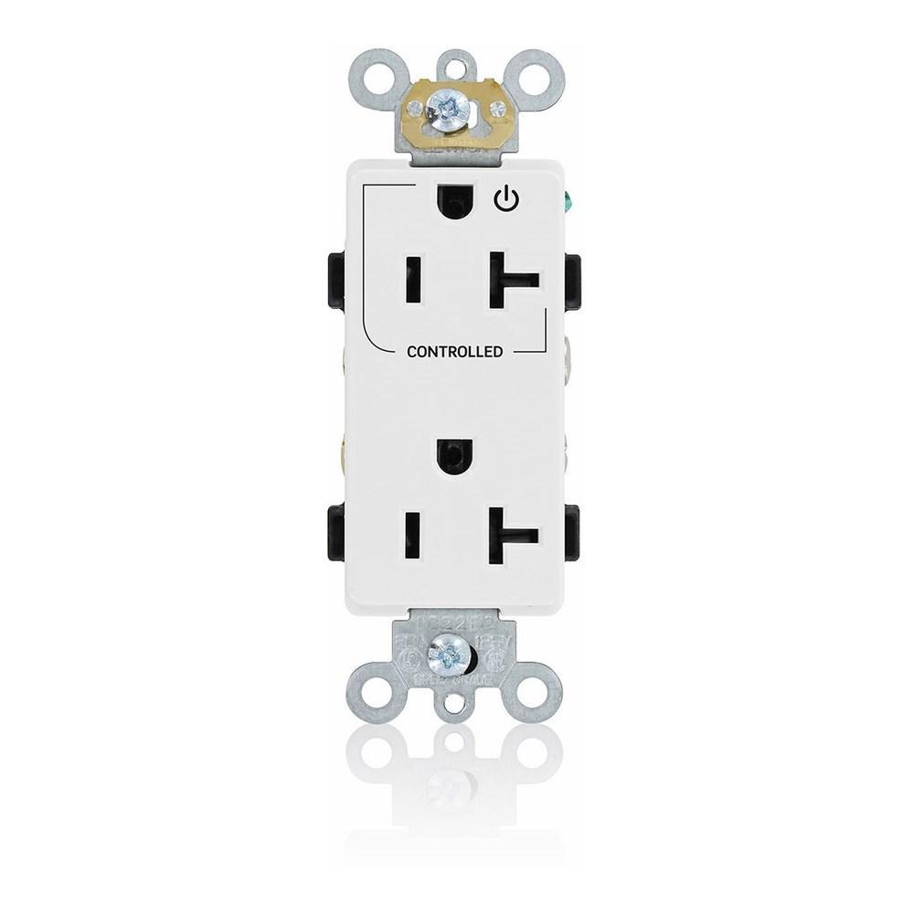 Decora® 16352-1PW Duplex Self-Grounding Straight Blade Receptacle, 125 V AC, 20 A, 2 Poles, 3 Wires, White