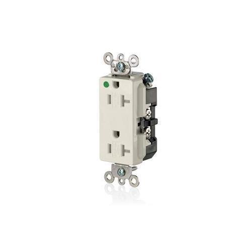 Leviton® Decora® Plus 16362-SGT Duplex Extra Heavy Duty Self-Grounding Smooth Face Tamper Resistant Straight Blade Receptacle, 125 V AC, 20 A, 2 Poles, 3 Wires, Light Almond