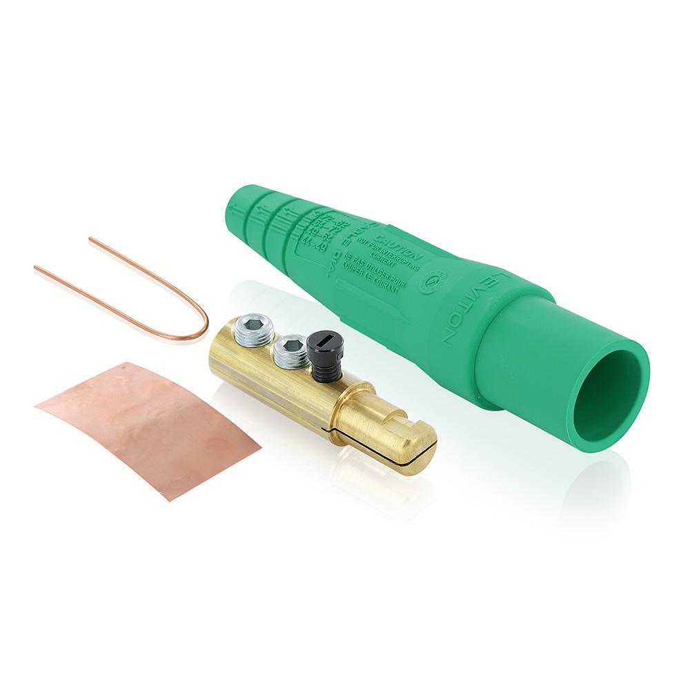 Leviton® 16D22-UG 1-Pole Cam Type Taper Nose Detachable Male Plug, 12 to 24 V AC/DC, 300 A, 2 to 2/0 AWG Wire, Double Set Screw, NEMA 3R