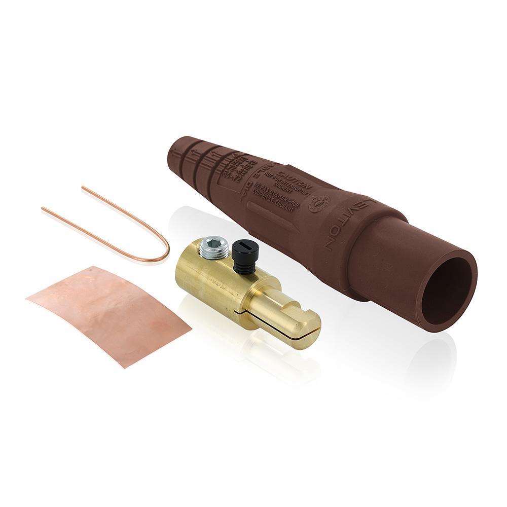 Leviton® Rhino-Hide® 16D23-UH 1-Pole Cam Type Taper Nose While-in-Use Detachable Male Plug, 12 to 24 V AC/DC, 400 A, 2/0 to 4/0 AWG Wire, Single Setscrew, NEMA 3R
