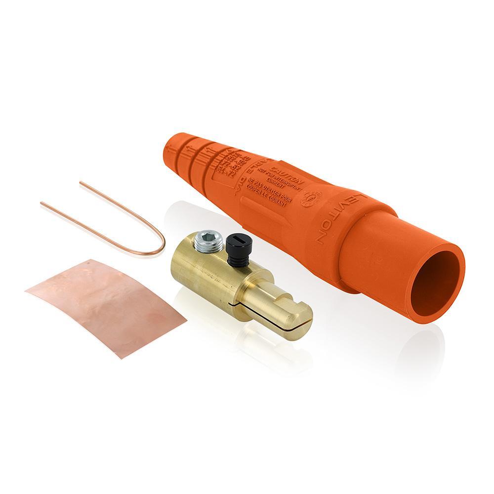 Leviton® Rhino-Hide® 16D23-UO 1-Pole Cam Type Taper Nose While-in-Use Detachable Male Plug, 12 to 24 V AC/DC, 400 A, 2/0 to 4/0 AWG Wire, Single Setscrew, NEMA 3R