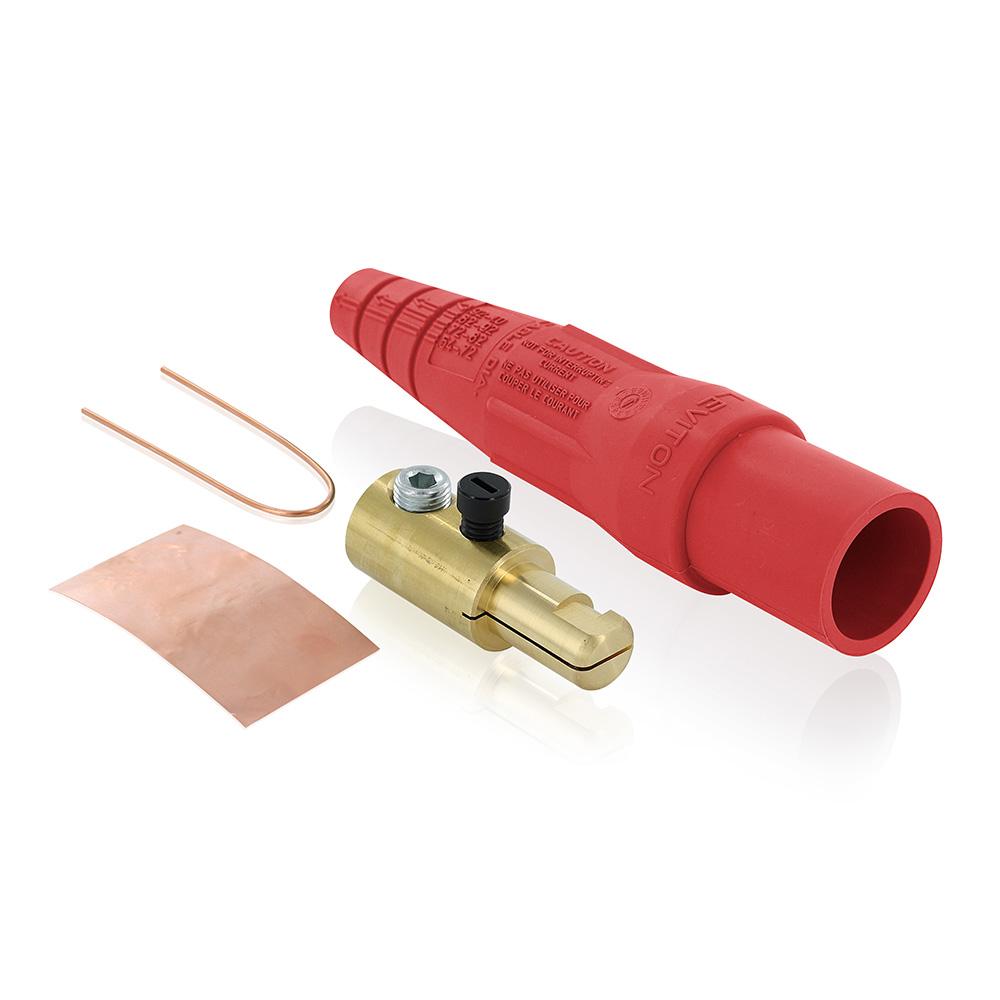 Leviton® 16D23-UR 16 Series Taper Nose While-In-Use Detachable Male Plug, 12 to 24 V AC/DC, 400 A, 2/0 to 4/0 AWG Wire, Single Setscrew Connection, NEMA 3R NEMA Rating