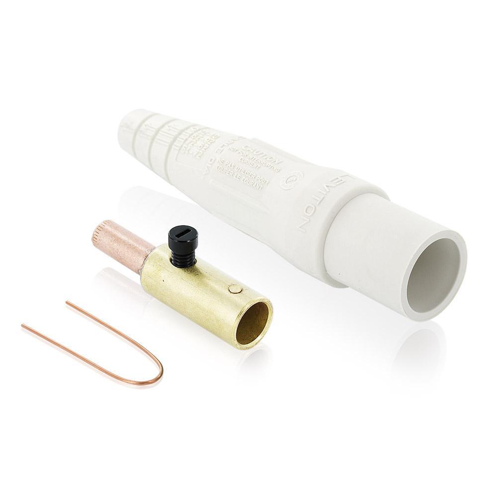 Leviton® Rhino-Hide® 16D28-UW 16 Series 1-Pole Cam Type Taper Nose While-in-Use Detachable Male Plug, 600 V AC, 400 A, 3/0 to 4/0 AWG Wire, Crimped Connection, NEMA 3R NEMA Rating