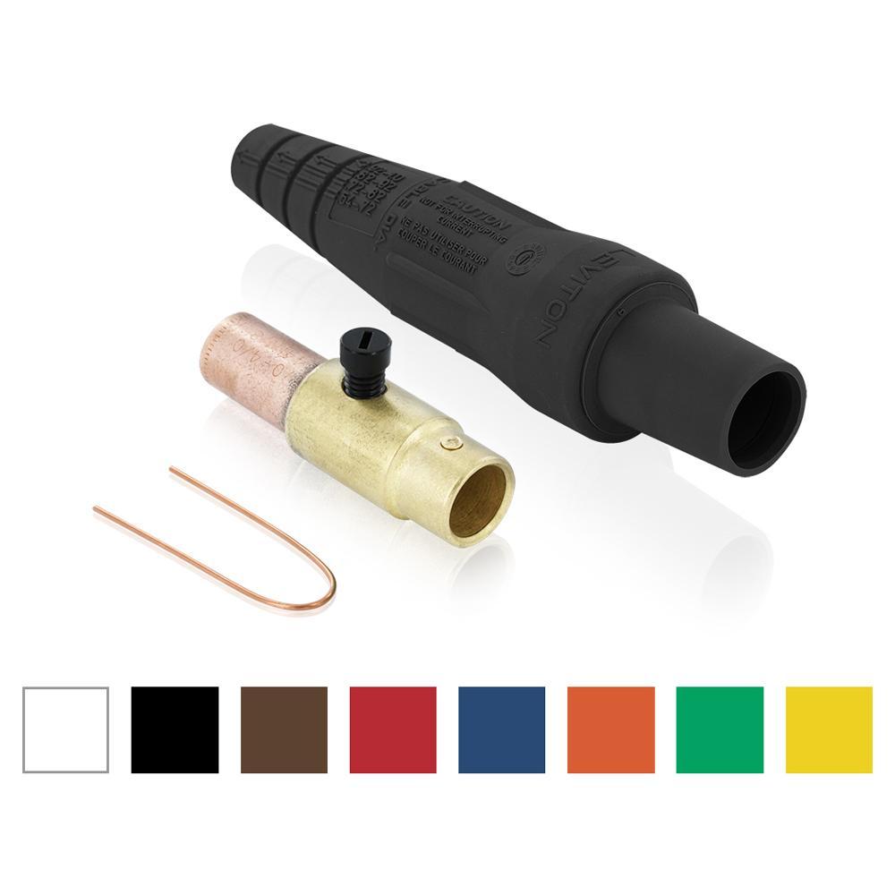 Leviton® 16D37-UE 1-Pole Cam Type Taper Nose Detachable Female Plug, 12 to 24 V AC/DC, 400 A, 3/0 to 4/0 AWG Wire, Crimped Connection, NEMA 3R NEMA Rating
