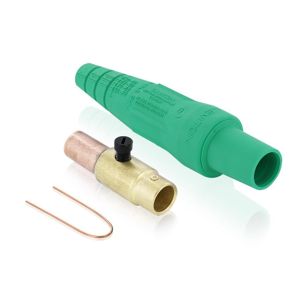 Leviton® 16D37-UG 1-Pole Cam Type Taper Nose Detachable Female Plug, 12 to 24 V AC/DC, 400 A, 3/0 to 4/0 AWG Wire, Crimped Connection, NEMA 3R NEMA Rating