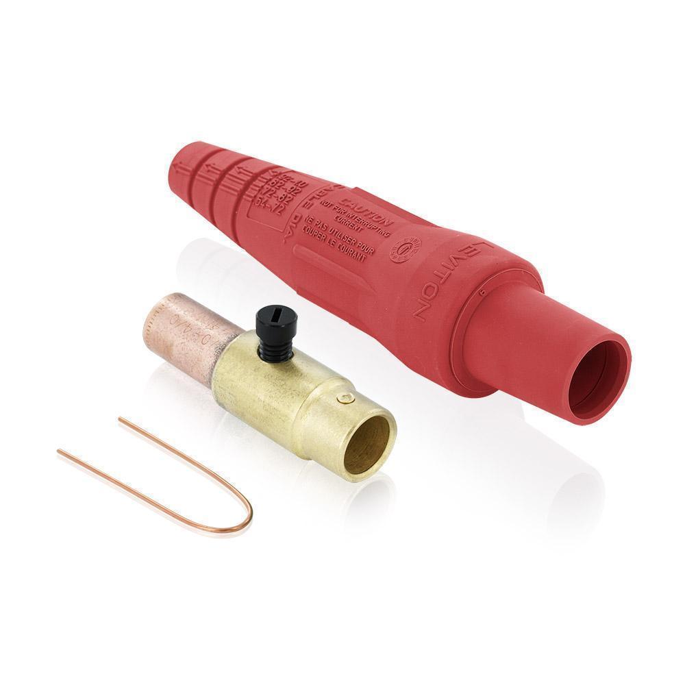 Leviton® Rhino-Hide® 16D37-UR 16 Series 1-Pole Cam Type Taper Nose While-in-Use Detachable Female Plug, 12 to 24 V AC/DC, 400 A, 3/0 to 4/0 AWG Wire, Crimped Connection, NEMA 3R NEMA Rating