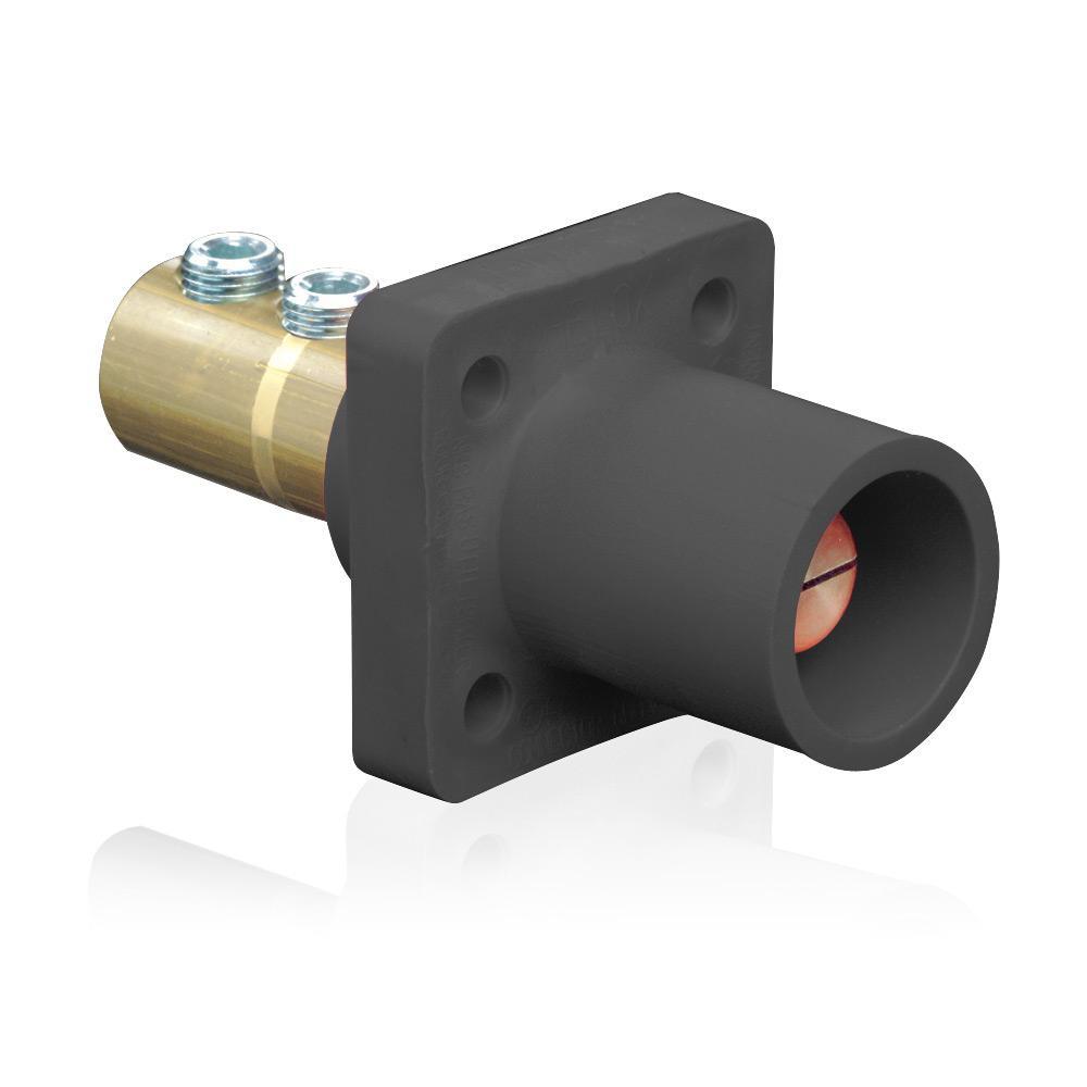 Leviton® 16R21-UE 16 Series 90 deg Cam Type Male Taper Nose Single Pole Receptacle, 600 V AC, 400 A, 1/0 to 4/0 AWG Wire, Double Set Screw Connection, NEMA 3R NEMA Rating