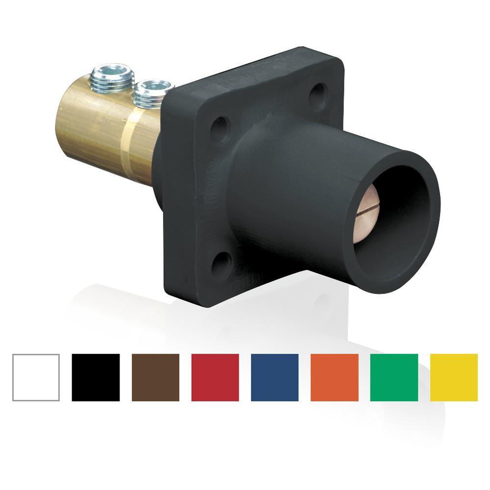 Leviton® 16R21-UY 16 Series 90 deg Cam Type Male Taper Nose Single Pole Receptacle, 600 V AC, 400 A, 1/0 to 4/0 AWG Wire, Double Set Screw Connection, NEMA 3R NEMA Rating