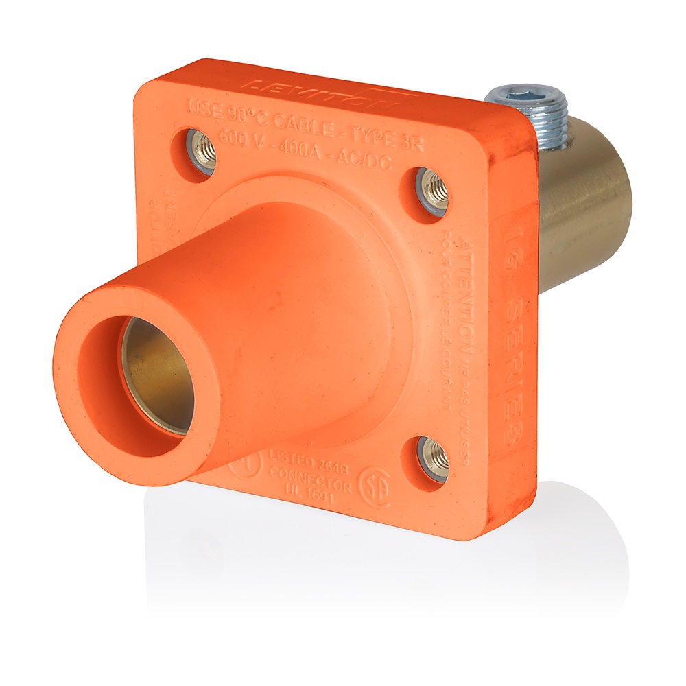 Leviton® 16R22-1O Single Pole Receptacles, 2 to 4 A, 2/0 to 4/0 AWG Wire
