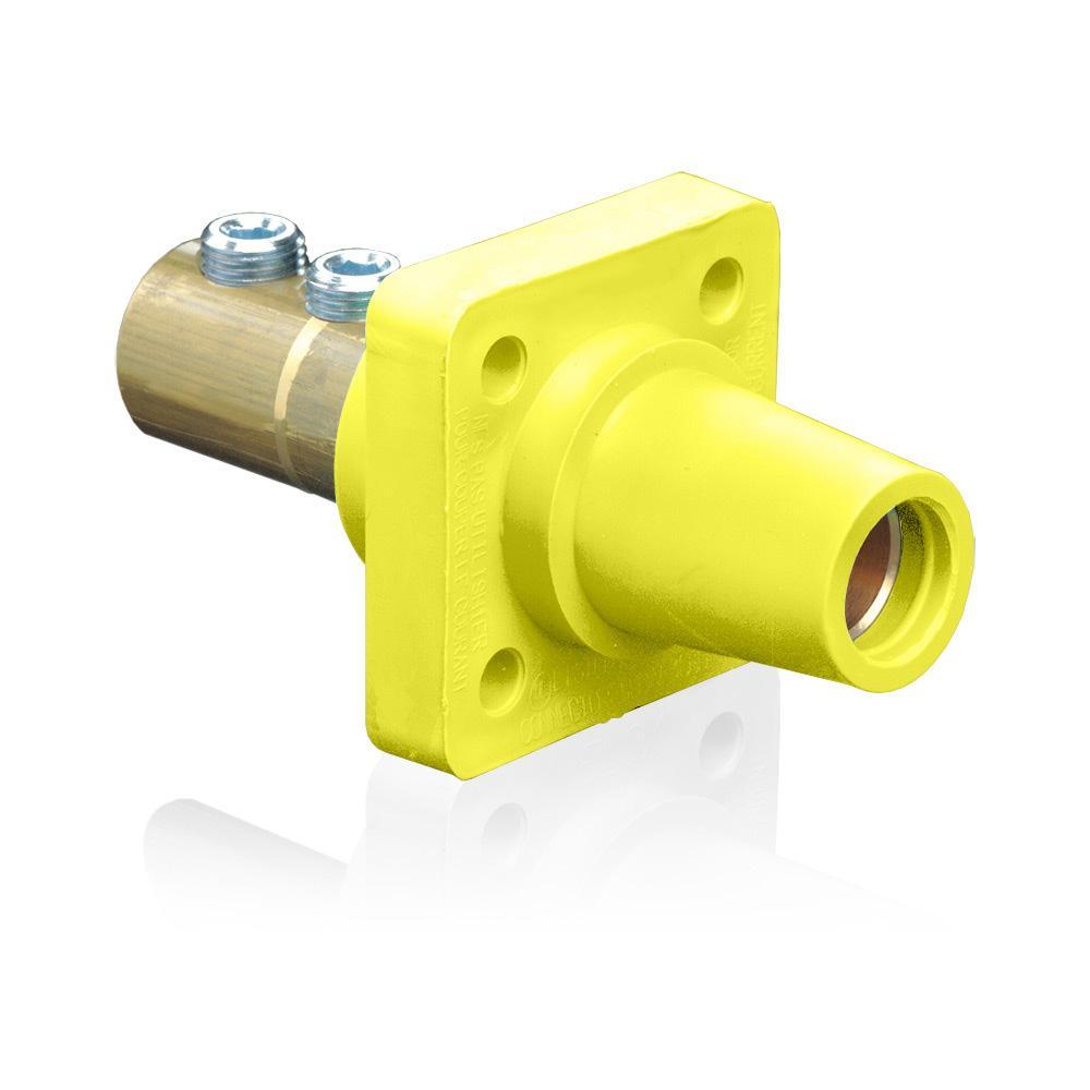Leviton® 16R22-UY 16 Series 90 deg Cam Type Female Taper Nose Single Pole Receptacle, 600 V AC, 400 A, 1/0 to 4/0 AWG Wire, Double Set Screw Connection, NEMA 3R NEMA Rating