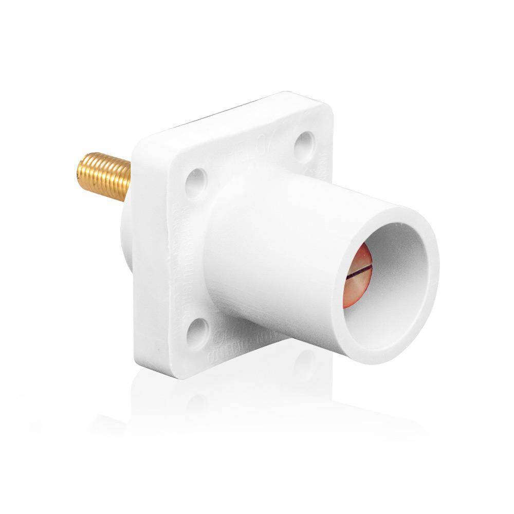 Leviton® Rhino-Hide® 16R23-1UW 16 Series 90 deg Cam-Type Taper Nose Single Pole Receptacle, 600 V AC/DC, 400 A, 2 to 4/0 AWG Wire, 1-1/8 in Male Threaded Stud Connection, NEMA 3R NEMA Rating