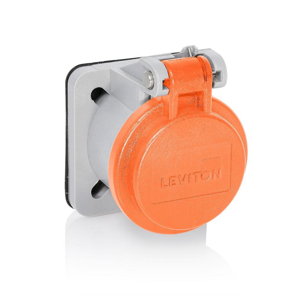 Leviton® 16S31-UO 16 Series Cam Type Male/Female Panel Receptacle Enclosure, For Use With 16 Series Panel Receptacle, Thermoplastic, Orange