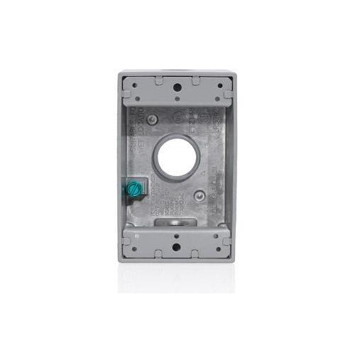 Leviton® 1GM73-GY Weatherproof Back Box, Die Cast Aluminum, 1 Gang, 3 Outlets, 2.78 in H x 4.53 in W x 2.01 in D