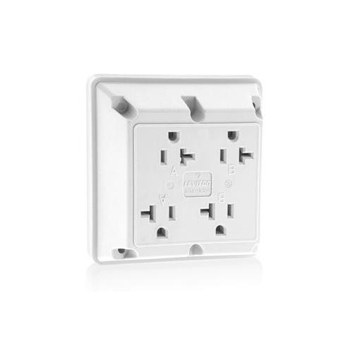 Leviton® 21254-W 1-Phase 4-in-1 Extra Heavy Duty Grounding Straight Blade Receptacle, 125 V AC, 20 A, 2 Poles, 3 Wires, White