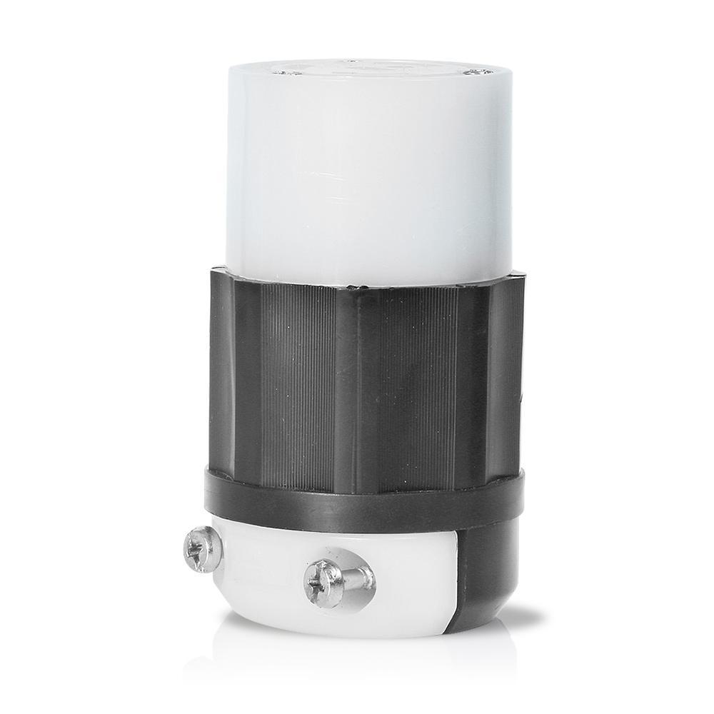Leviton® 2453 3-Phase Non-Grounding Cable Mount Locking Connector, 277/480 VAC, 20 A, 4 Poles, 4 Wires, Black/White