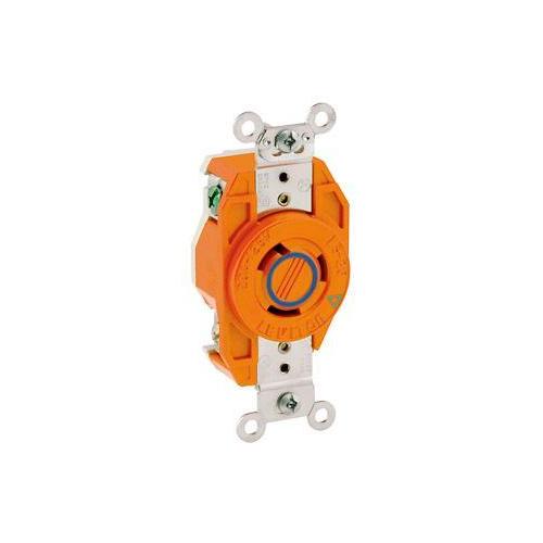 Leviton® 2320-IG Isolated Grounding Locking Receptacle, 250 V AC, 20 A, 2 Poles, 3 Wires, Orange