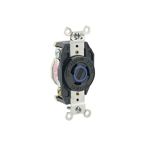 Leviton® 2370 3-Phase Y Non-Grounding Locking Receptacle, 250 V AC, 20 A, 3 Poles, 3 Wires, Black