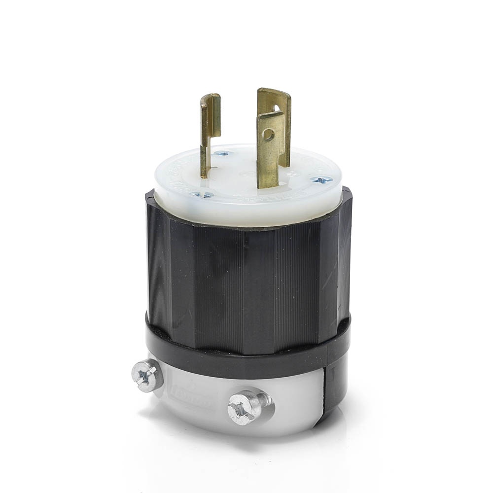 Leviton® 2371 3-Phase Non-Grounding Cable Mount Locking Plug, 250 V AC, 20 A, 3 Poles, 3 Wires, Black/White