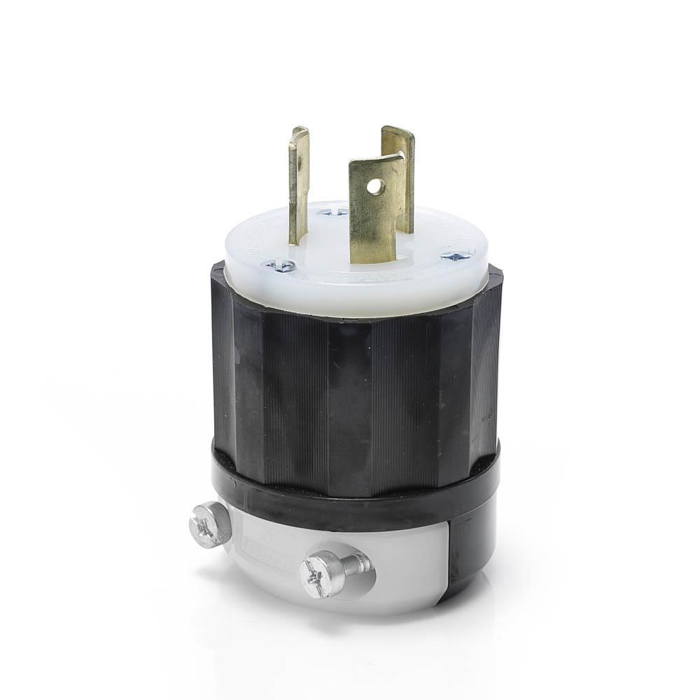 Leviton® 2381 3-Phase Non-Grounding Cable Mount Locking Plug, 480 V AC, 20 A, 3 Poles, 3 Wires, Black/White