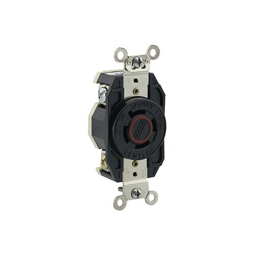 Leviton® 2450 3-Phase Y Non-Grounding Locking Receptacle, 277/480 V AC, 20 A, 4 Poles, 4 Wires, Black
